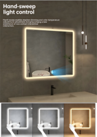 Espejo de Baño Moderno con Iluminación Frontal LED Antivaho, Interruptor Táctil Inteligente, Temperatura de Color Ajustable
