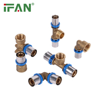 IFAN Vente en gros Raccords à sertir en laiton PEX DIN 16836 16-32MM Coude à douille en T Échantillon gratuit Raccords pour tuyaux PEX-Al-PEX