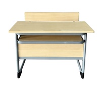 Ensemble Chaise et Table Double Moderne pour Étudiants, Table en Bois Fixée avec Banc pour la Restauration et l'Éducation, Idéal pour les Collèges et Écoles