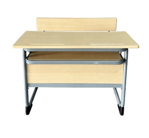 Conjunto de Mesa y Silla Doble para Estudiantes de Estilo Moderno, Mesa de Madera Fija con Banco para Comedor, Educación, Universidad y Escuela - Product Image 3