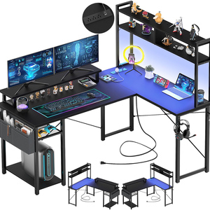 <span class=keywords><strong>Escritorio</strong></span> Gaming RGB en Forma de L, Grande, para Esquina, Mesa de Juego para Computadora, Fabricante de Escritorios Gaming Negros para PC <span class=keywords><strong>con</strong></span> Tomas de Corriente - Product Image 1