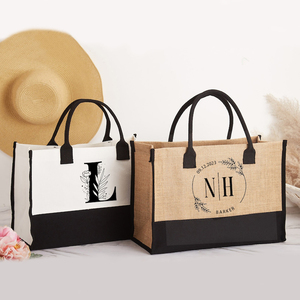 Custom Printed Logo Shoulder Strap Plain Grocery Shopping Promotional Hessian Burlap <strong>Jute</strong> <strong>Tote</strong> <strong>Bag</strong> for Advertising - Product Image 3