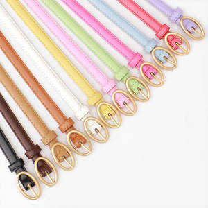 Nuova Cintura Sottile da <span class=keywords><strong>Donna</strong></span> in Pelle PU Colorata con Fibbia in Lega Stile Y2K Coreano con Fibbia Ovale per Abiti e Accessori - Product Image 2