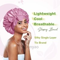 Gorro de Satén de Seda Ajustable con Logotipo Personalizado, Gorro para Dormir con Cinta para Atar, Gorro para Dormir para Mujer, Multiusos para el Cuidado del Cabello
