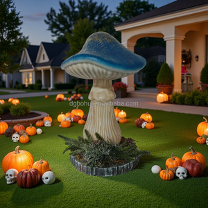 ของตกแต่งสวนสำหรับวันฮาโลวีนที่มีเห็ดพิษพร้อมใบไม้สีเขียวที่สมจริง - Product Image 3