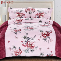 Couverture matelassée à motif floral, ensemble 3 pièces, Super doux et chaud, pour l'hiver, grande taille, Sherpa