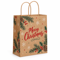 Sacs cadeaux de Noël en papier kraft avec logo personnalisé pour l'emballage de détail des petites entreprises et la reconnaissance des clients pendant les fêtes