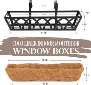 YULIN JIAFU Metal Chrome Plated Heavy Duty Window Box Railing Adjustable <strong>Brackets</strong> <strong>Hanging</strong> Flower Planter <strong>Basket</strong> Coco Liner - Product Image 5