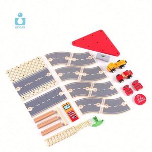 UDEAS Blocs de construction en bois colorés personnalisables pour enfants, vente en gros, <span class=keywords><strong>pas</strong></span> <span class=keywords><strong>cher</strong></span>, avec station-service et piste de jeu - Product Image 2