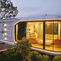 Capsule spatiale moderne en acier étanche, maison préfabriquée modulaire, mini-pod de vie pour hôtel, gîte, appartement ou complexe hôtelier