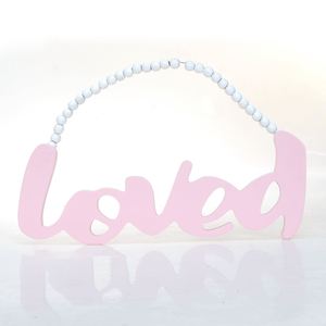 Cadena de cuentas colgantes de madera con letrero de letras de amor moderno para decoración colgante del hogar - Product Image 1