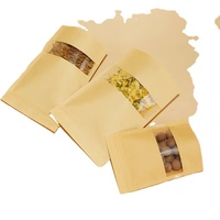 Biodégradable Bolsas Doypack Ziplock Marron Pochette debout Emballage alimentaire Sac en papier kraft avec fenêtre