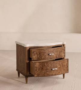 Meubles de luxe, meubles de chambre à coucher, tables de chevet en bois avec deux tiroirs en marbre naturel - Product Image 4