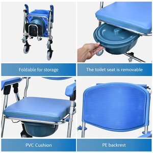 Silla de Ducha Plegable Ligera de <span class=keywords><strong>Aluminio</strong></span> con Reposapiés y Ruedas para Personas Mayores, Capacidad de 125 kg, Acabado con Recubrimiento en Polvo - Product Image 5