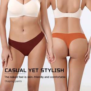 Braguitas de Bikini sin Costuras para Mujer, Cintura Baja, Cómodas, Material de Nailon, Forma de V, para Uso Diario - Product Image 2
