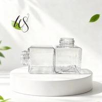 Flacon pompe carré en PETG de 250 ml avec couvercle, pompe en PP, impression sérigraphique, couleur personnalisée, distributeur cosmétique