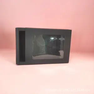 Boîte cadeau à tirette simple fenêtre de couleur unie boîte Kraft de vacances petit emballage cadeau boîte à tiroir fourniture directe d'usine