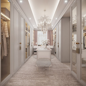 ארון בגדים יוקרתי לבן מותאם אישית, ארון בגדים האחרון ארון בגדים עם שולחן איפור - Product Image 4