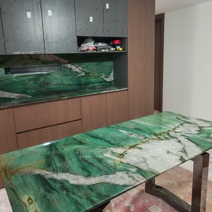 Lussuoso Tavolo <span class=keywords><strong>da</strong></span> Bar Regolabile in Metallo con Smeraldo Bada, Arredamento in Pietra di Alta Gamma Personalizzato per Ville, OEM di Luca - Product Image 6