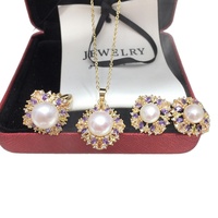 SHDIYAYUN Vente en gros de parures de bijoux en perles d'eau douce naturelles avec incrustation de zircon luxueuse et design élégant