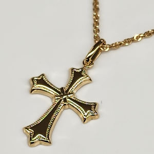 Venta al por mayor elegante 18K oro Cruz encantos diseño simple religioso ceremonial fino colgantes para joyería - Product Image 3