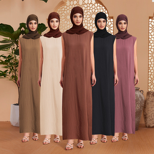 Habib Nouvelle Collection Vêtements Islamiques <span class=keywords><strong>Ensemble</strong></span> 2 Pièces Abaya Ouverte de Dubaï avec Robe Intérieure - Product Image 3