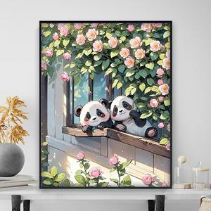<span class=keywords><strong>Peinture</strong></span> à l'huile numérique DIY <span class=keywords><strong>Peinture</strong></span> décorative de fleurs, chats et pandas de haute qualité - Product Image 6