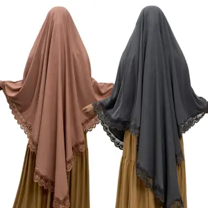 Luxo Única Camada Nida Material Moda Muçulmana Lace Abaya Lenço Hijab Vestido Abayas Para As Mulheres Turkis
