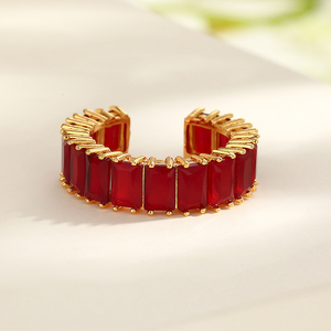 18K Or Laminé En Gros Oro Classique Couleur <span class=keywords><strong>Princesse</strong></span> Coupe En Laiton Plaqué Or Rouge Aaa Cz Anneau Pour Les Femmes De Mode Bijoux Anneaux - Product Image 3