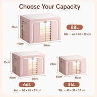 Boîte de rangement pliable robuste avec fenêtre, en acier, grande capacité (36L/66L/88L), pour organiser les vêtements et gagner de la place – Vente en gros usine