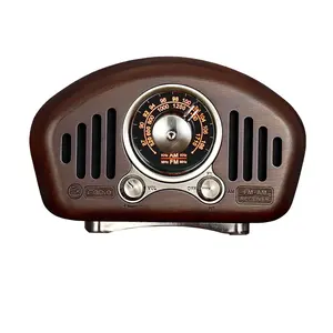 vintage good quality retro decorate home real wooden retro radio with mini fm am radio speaker tf card for gift set
