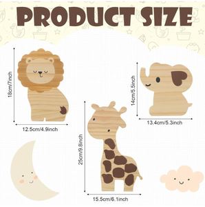 Décoration de chambre d'enfant sur le thème de la <span class=keywords><strong>jungle</strong></span> en bois personnalisée, 3 pièces, décoration de la <span class=keywords><strong>jungle</strong></span>, verdure, animaux, girafe, lion, éléphant, art - Product Image 3