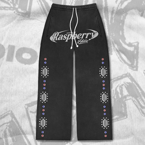 Ensemble de survêtement à capuche color block framboise avec fermeture éclair intégrale, coupe ample, style streetwear, sweat-shirt et pantalon avec logo imprimé - Product Image 4