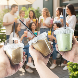 Wholesale U Shape Plastic <b>Cup</b> with <b>Lid</b> Plastic <b>Straw</b> <b>Cup</b> Cute Coffee <b>Cup</b> - Product Image 2
