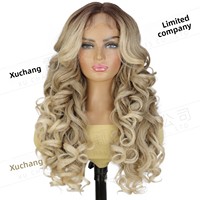Perruque Lace Front Yaki Longue Bouclée pour Femmes Européennes et Américaines, Sans Teinture Requise, Coiffure de Commerce Extérieur 13*6