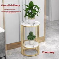 Console moderne de luxe en marbre style nordique Donna, avec rangement, pour plantes d'intérieur, multi-niveaux, pour balcon