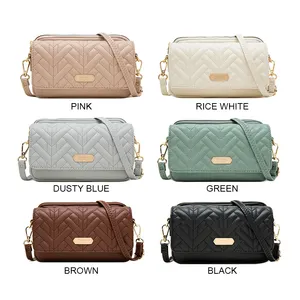 PRETTYZYS toptan katı renk Crossbody çanta içbükey dışbükey nakış desen yumuşak kadın omuz el çantası