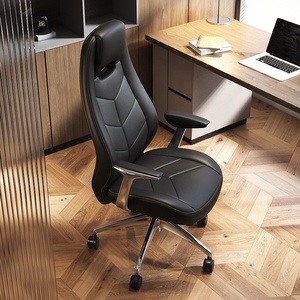 Nouvelle Arrivée <span class=keywords><strong>Chaise</strong></span> <span class=keywords><strong>de</strong></span> <span class=keywords><strong>Bureau</strong></span> <span class=keywords><strong>de</strong></span> Direction Noire en Cuir à Dossier Haut avec Appuie-tête en Maille Respirante - Product Image 2