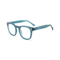 Montura de Gafas Geométricas de Acetato Retro Moderno, Gafas Ópticas Premium, Color Transparente, Diseño Personalizado