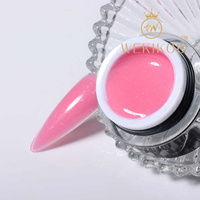 Gel pour ongles sans chaleur avec logo personnalisé, couleurs scintillantes, rose, nude, sans HEMA, sans brûlure, auto-nivelant, constructeur de gel pour ongles durs en pot