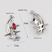 Pendentif lune en alliage de zinc électroplaqué avec résine de pierre blanche incrustée, connecteur double pour bracelet, collier, boucles d'oreilles, bijoux DIY