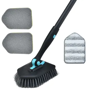 Tub Tile Scrub ber Brush Kit mit 3 Ersatz bürsten köpfen Ausziehbare Langgriff-Duschwäscher-Reinigungs bürste Steif