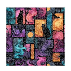 Puzzle en bois Magic Cat, épaisseur 2,5 mm, peinture décorative avec cadre, puzzle plat de forme spéciale, difficulté élevée pour adultes - Product Image 1