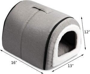 Factory Direct Custom Low MOQ Luxury High Quality Solid Grey Plush <b>Cat</b> Cave <b>Sleeping</b> Bed with Carton Packing for Indoor <b>Cats</b> - Product Image 2