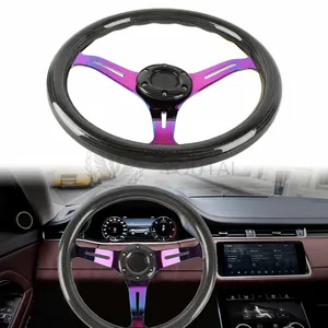 Timon-Volante de fibra de carbono para coche, volante de carreras profundo de 350mm, 6 pernos