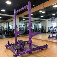 Rack de musculation commercial Dinuo avec station intégrée pour Hip Thrust et Leg Curl - Bras de sécurité réglables pour fessiers et quadriceps