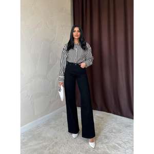 Pantalon évasé noir ample en jean imprimé déchiré respirant – Coupe confortable et large pour l'hiver décontracté, taille XL - Product Image 4