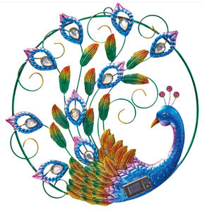 مقاوم للماء جدار جبل أدى المعادن الطاووس فن الديكور في الهواء الطلق حديقة الحلي مصباح الجدار الشمسية - Product Image 2