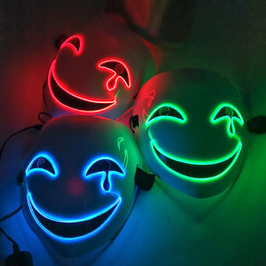 Masque d'anime japonais, masque souriant, masque <span class=keywords><strong>de</strong></span> <span class=keywords><strong>colère</strong></span>, masque facial, accessoires <span class=keywords><strong>de</strong></span> costumes pour adultes et enfants, masque LED lumineux pour Halloween - Product Image 3