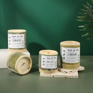 Großhandel Handelsmarke Bambus form Soja wachs duftenden Aroma therapie Kerzen gesetzt